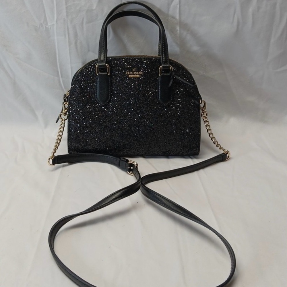 Kate Spade Glittery Black Crossbody Bag with Gold Accents